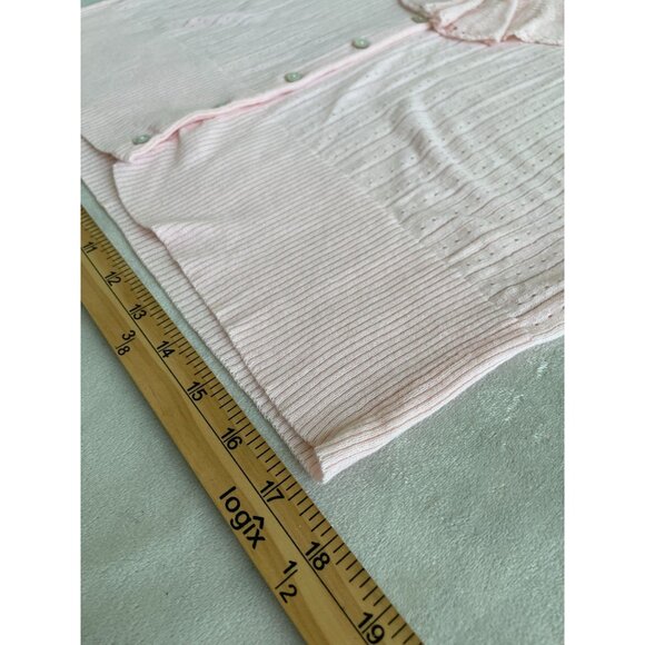 Ralph Lauren Ruffled Pink Cottagecore Cardigan Ribbed Knit Fairtycore Dainty XL - Picture 5 of 11